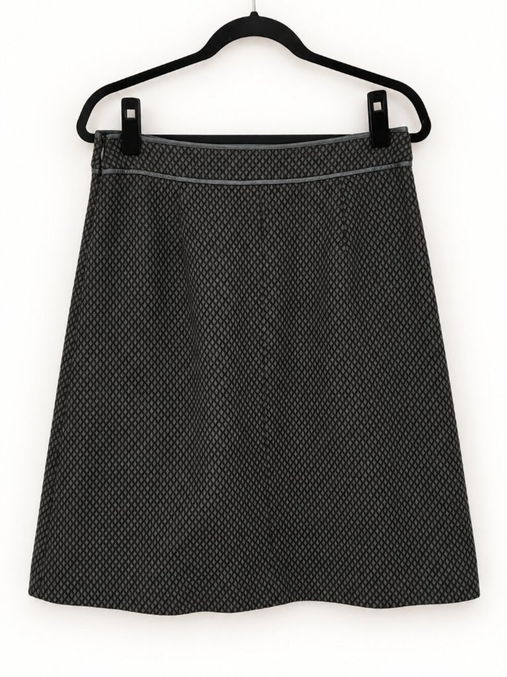 Classiques Entier Wool-Blend A-line Skirt with Black Diamond Pattern, Size 10 - Picture 3 of 8